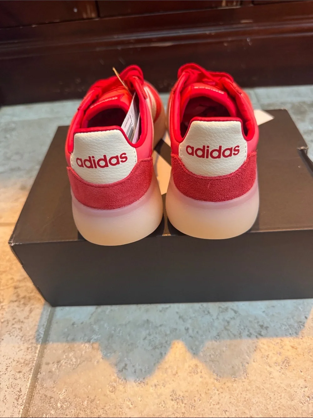 adidas Kids Red & White Platform Sneakers